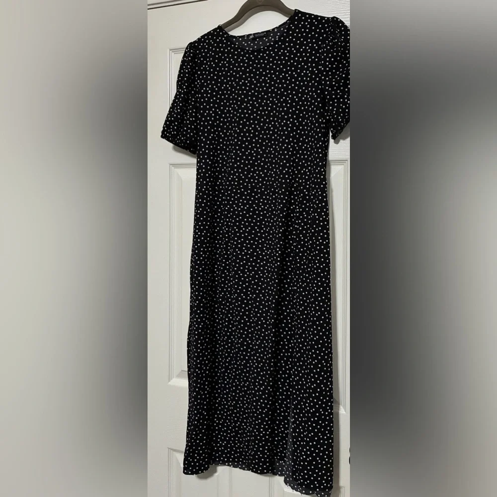 Zara Black/White Polka Dots Midi Dress. Size L. Classy. Feminine. Charming. - Picture 3 of 8
